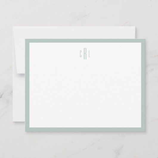 Sage Green Monogram Stationery Hartelijk dank Bedankkaart (Voorkant)