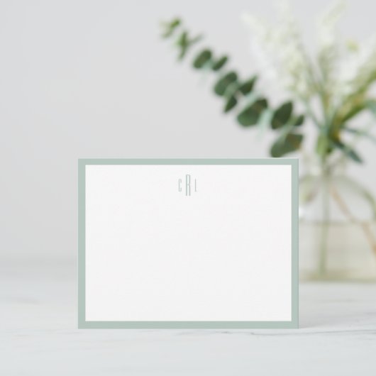 Sage Green Monogram Stationery Hartelijk dank Bedankkaart (Staand voorkant)