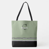 Sage Green Monogram Stripes Personalized  Tote Bag (Voorkant)