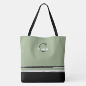 Sage Green Monogram Stripes Personalized Tote Bag (Achterkant)