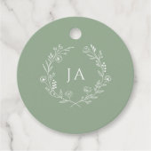 Sage Green Monogram Wedding Bedankjes Labels (Voorkant)
