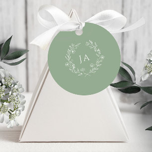 Sage Green Monogram Wedding Bedankjes Labels