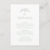 Sage Green Monogram Wedding Informatiekaartje (Voorkant)