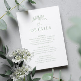 Sage Green Monogram Wedding Informatiekaartje