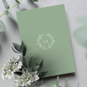 Sage Green Monogram Wedding Informatiekaartje