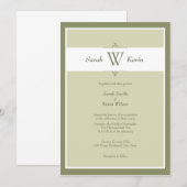 Sage Green Monogram Wedding Invitations Kaart (Voorkant / Achterkant)
