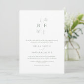 Sage Green Monogram Wedding Kaart (Staand voorkant)