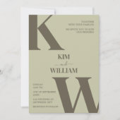 Sage Green Monogram Wedding Kaart (Voorkant)