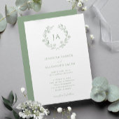 Sage Green Monogram Wedding Kaart