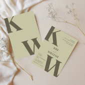 Sage Green Monogram Wedding Kaart