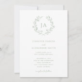 Sage Green Monogram Wedding Kaart (Voorkant)