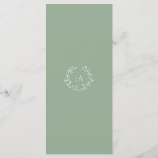Sage Green Monogram Wedding Menu (Achterkant)