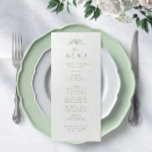 Sage Green Monogram Wedding Menu<br><div class="desc">Verhoog uw receptie met onze Sage Green Monogram Wedding Menu Kaart. Met een eenvoudig en geavanceerd ontwerp met het monogram en wilde bloemen,  voegt deze menukaart een vleugje tijdloze schoonheid toe aan uw tafellandschap. Begeleid uw gasten door een onvergetelijke culinaire ervaring met deze elegante toevoeging.</div>