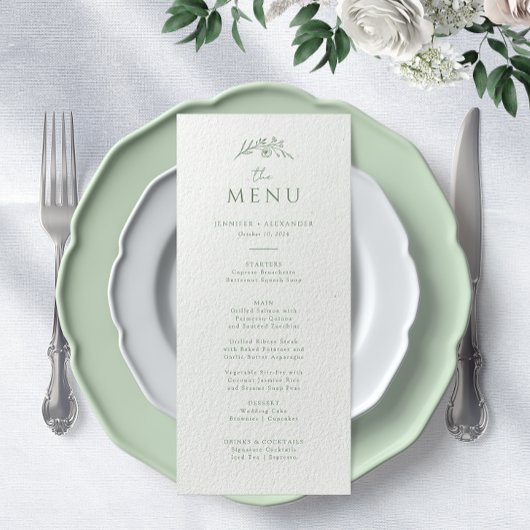 Sage Green Monogram Wedding Menu