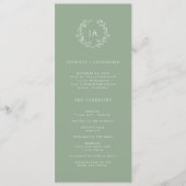 Sage Green Monogram Wedding Programmakaart (Voorkant)