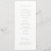 Sage Green Monogram Wedding Programmakaart (Achterkant)