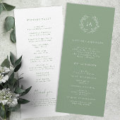 Sage Green Monogram Wedding Programmakaart