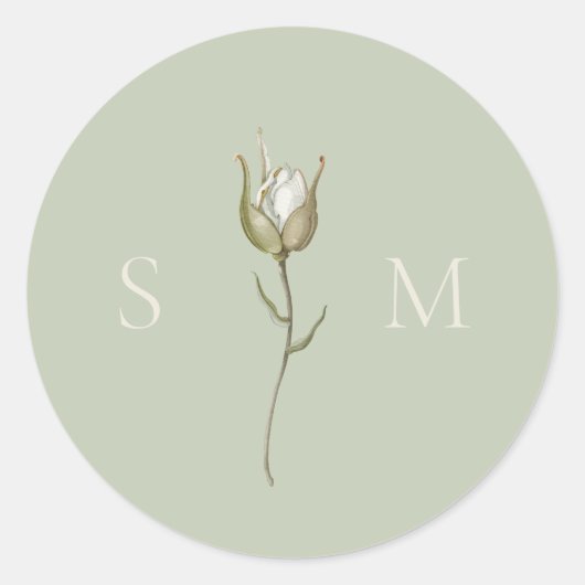 Sage Green Monogram Wedding Ronde Sticker (Voorkant)