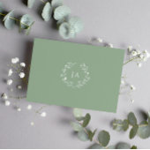 Sage Green Monogram Wedding RSVP Kaartje