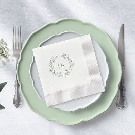 Sage Green Monogram Wedding Servet