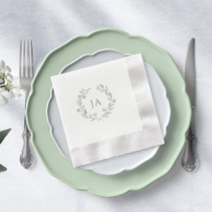 Sage Green Monogram Wedding Servet