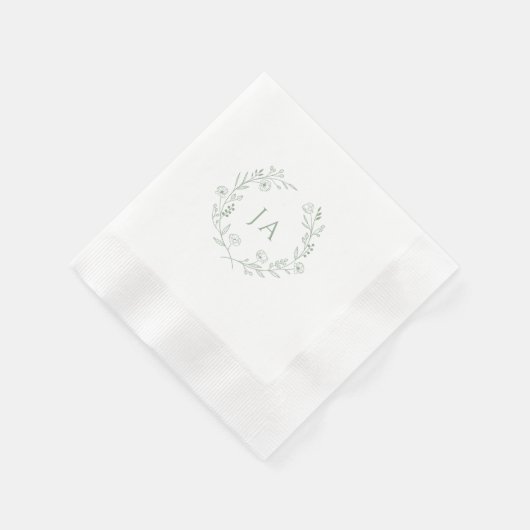 Sage Green Monogram Wedding Servet (Hoek)