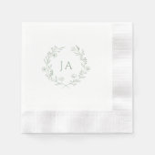 Sage Green Monogram Wedding Servet (Voorkant)