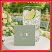 Sage Green Monogram Wedding Stenen Onderzetter