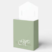 Sage green monogrammed custom bruiloft bedankdoosjes (Geopend)