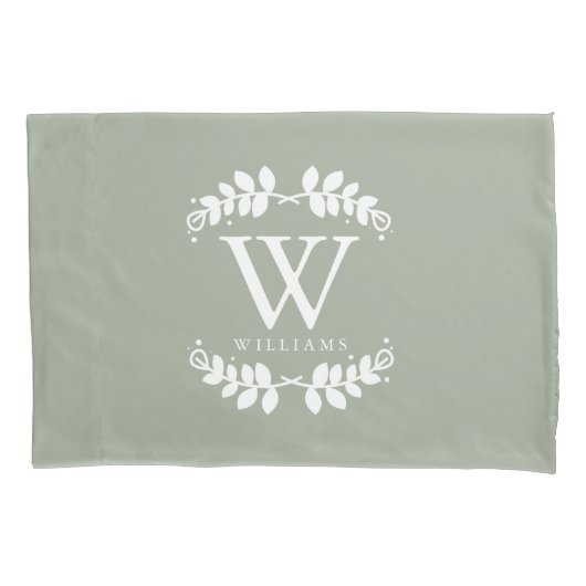 Sage Green Monogrammed Kussensloop (Voorkant)