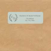 Sage green monogrammed wreath return address etiket