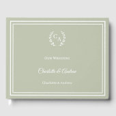 Sage green monogrammed wreath wedding gastenboek (Voorkant)