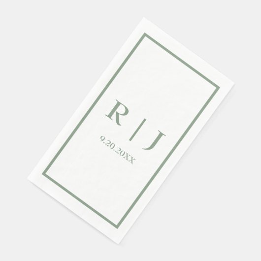 Sage Green Monograms Eenvoudige Elegante Classy We Servet (Hoek)