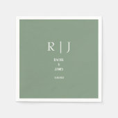 Sage Green Monograms Eenvoudige Elegante Moderne H Servet (Voorkant)