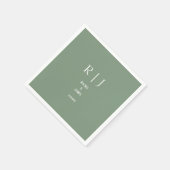 Sage Green Monograms Eenvoudige Elegante Moderne H Servet (Hoek)