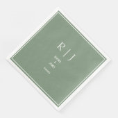 Sage Green Monograms Eenvoudige Elegante Moderne H Servet (Hoek)