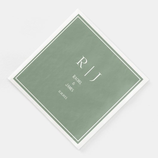 Sage Green Monograms Eenvoudige Elegante Moderne H Servet (Hoek)