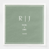 Sage Green Monograms Eenvoudige Elegante Moderne H Servet (Voorkant)