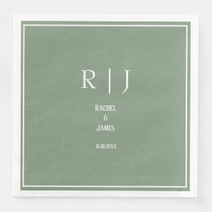 Sage Green Monograms Eenvoudige Elegante Moderne H Servet