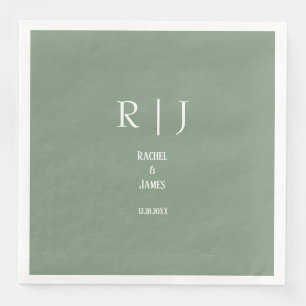 Sage Green Monograms Eenvoudige Elegante Moderne H Servet