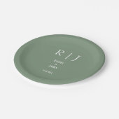 Sage Green Monograms Eenvoudige Minimale Moderne H Papieren Bordje (Gekanteld)