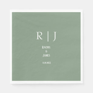 Sage Green Monograms Eenvoudige Minimale Moderne H Servet
