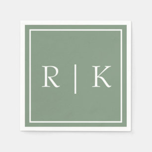 Sage Green Monograms Eenvoudige minimalistische br Servet