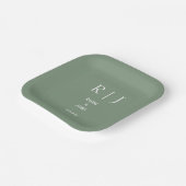 Sage Green Monograms Minimal Modern Eenvoudige Huw Papieren Bordje (Gebogen)