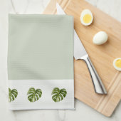 Sage Green Monstera Botanical Decor Minimal Art Theedoek (Quarter Fold)