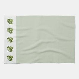 Sage Green Monstera Botanical Decor Minimal Art Theedoek