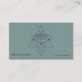 Sage Green | Moon Phases Moth | Massagetherapist Visitekaartje (Voorkant)