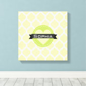 Sage Green Moroccan Lattice Pattern Canvas Afdruk (Insitu (Houten vloer))