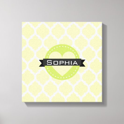 Sage Green Moroccan Lattice Pattern Canvas Afdruk (Voorkant)