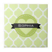 Sage Green Moroccan Lattice Pattern Tegeltje (Voorkant)